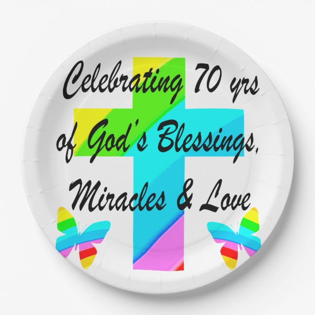 PRATO DE PAPEL CELEBRAR 70 BOTTERFLY E CROSS DESIGN (Frente)