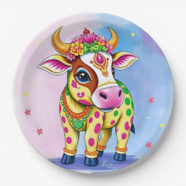 Prato De Papel Celebrar Diwali com vacas sagradas em disfarce
