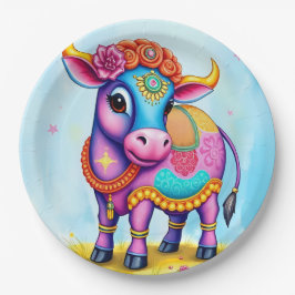 Prato De Papel Celebrar Diwali com vacas sagradas em disfarce