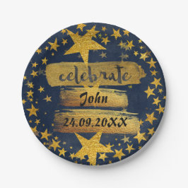 Prato De Papel Celebrar o Chá do Bachelor de Aniversário Grungy