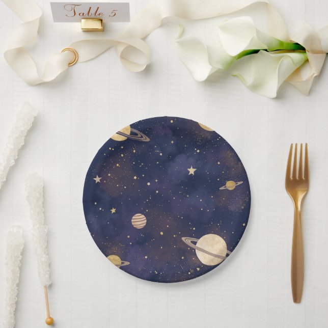 Prato de Papel Celestial – Desenho de Festa Estrel (Casamento)