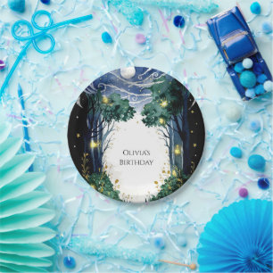Prato De Papel Celestial Firefly Woodland Birthday