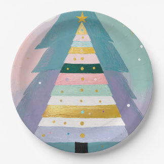 Prato De Papel Celestial Pastel Christmas Tree