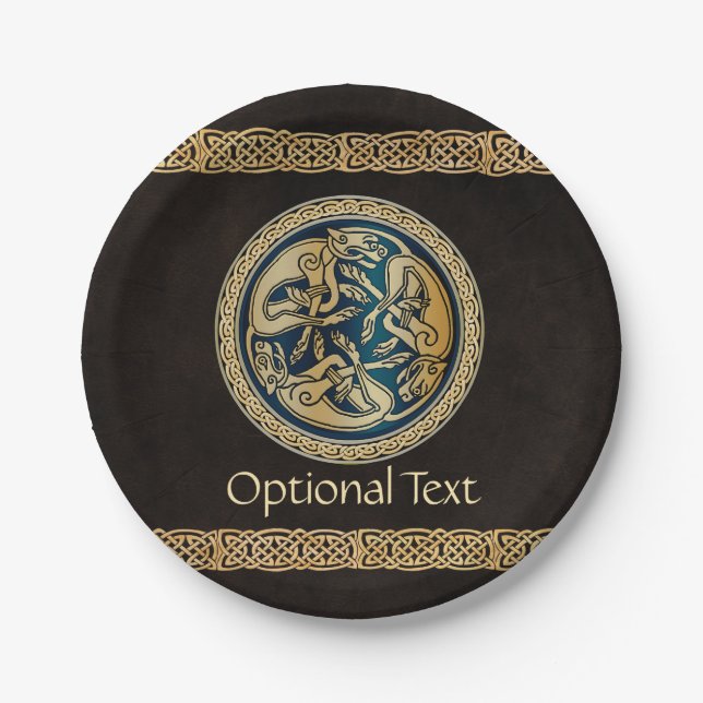 Prato De Papel Celtic Wolf Knotwork Triad (Frente)