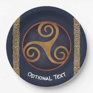 Prato De Papel Céltico Triskelion (Azul) Personalizado