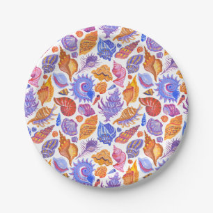 Prato De Papel Célula tropical brilhante, desenho à mão