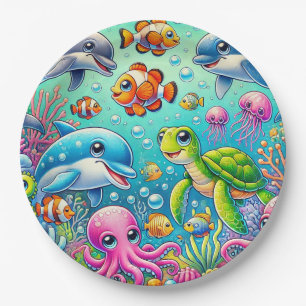 Prato De Papel Cena Colorida Subaquática com o Mar Jovial