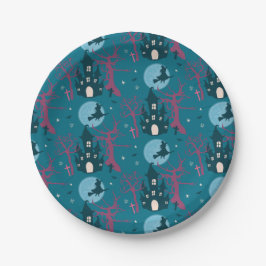 Prato De Papel Cena de Halloween com Raspberry Pink