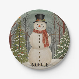 Prato De Papel Cena de Neve Personalizada de Frosty