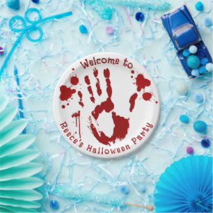 Prato De Papel Cena do Crime Bloody Handprint Sapo Sapatado