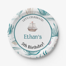 Prato De Papel Cena Oceânica de Mola Aquática