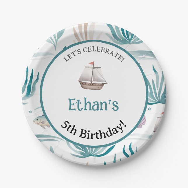 Prato De Papel Cena Oceânica de Mola Aquática (Frente)