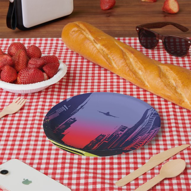 Prato De Papel Cena Urbana Em Dusk (Criador carregado)