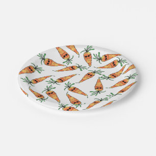 Prato De Papel Cenoura bonito e engraçada da aguarela com óculo