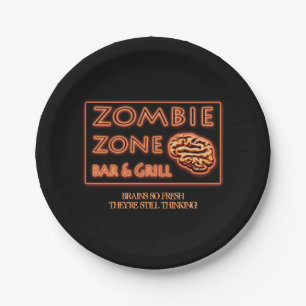 Prato De Papel Cérebros Zombie Zone Tão frescos que ainda estão p