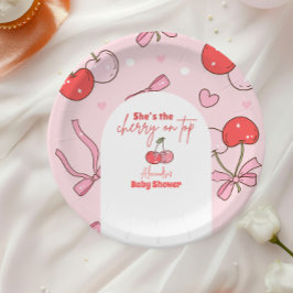 Prato De Papel Cereja no Chá de fraldas superior