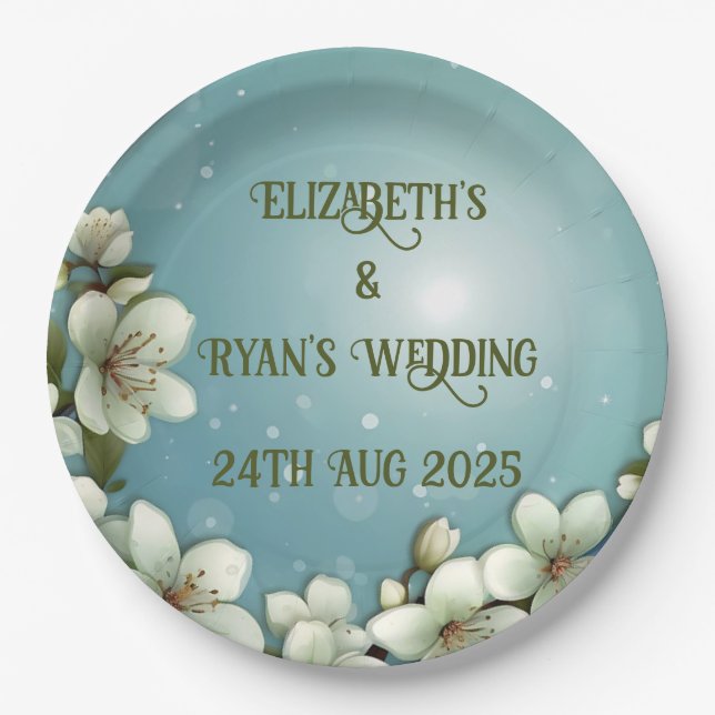 Prato De Papel Cereja Whimsical floresce com Sparkles (Frente)