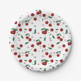 Prato De Papel Cerejas Vermelhas Botânicas Verduras e Cerejeiras