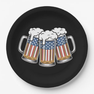 Prato De Papel Cerveja 4 de Julho Bandeira dos EUA US Vintage Ret