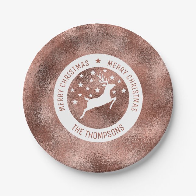 Prato De Papel Cerveja Branca - Folha Rosa Dourada Faux (Folha Nã (Frente)