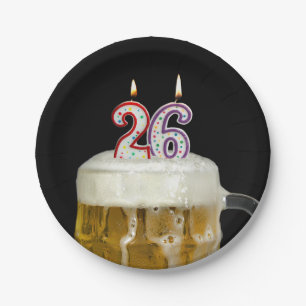 Prato De Papel Cerveja de 26 anos com vela