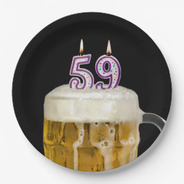 Prato De Papel Cerveja de 59º aniversário em chapa preta