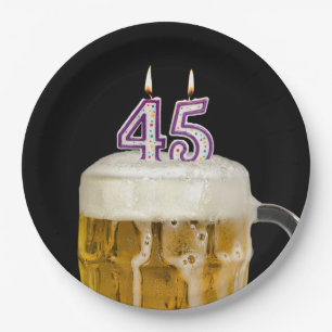 Prato De Papel Cerveja de aniversário de 45 anos em folha de pap