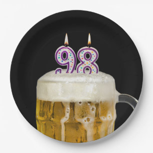 Prato De Papel Cerveja de aniversário de 98 anos sobre chapa de p