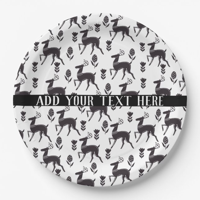 Prato De Papel Cervo de Arte Popular Escandinava (Frente)