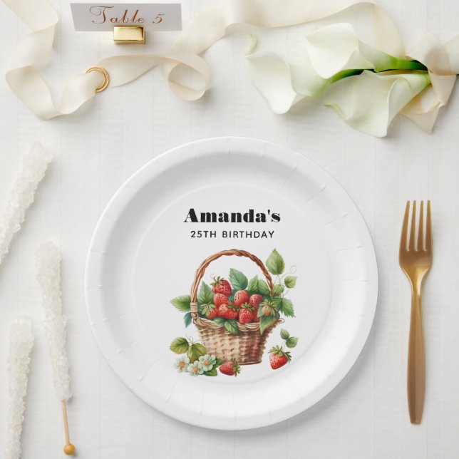 Prato De Papel Cesta de Cheio de Morangos, Aniversário (Casamento)