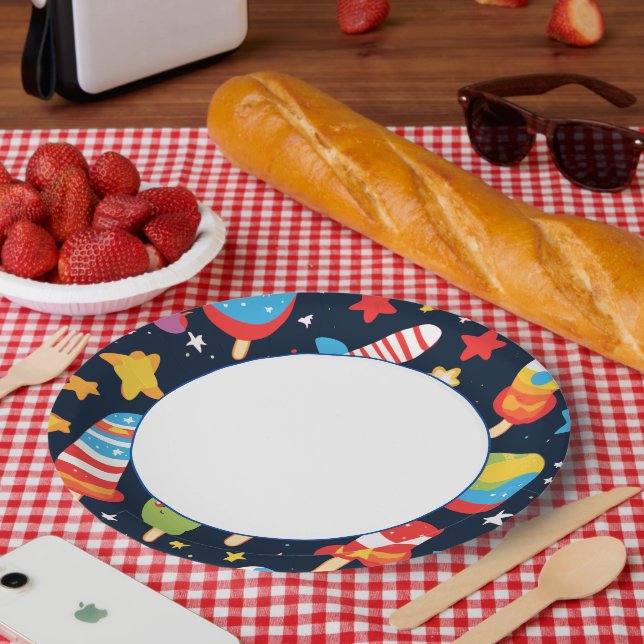 Prato De Papel Céu noturno com estrelas e picles Design (Piquenique)