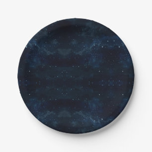 Prato De Papel Céu Noturno Estrelado, Espaço Galáctico Celestial