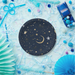 Prato De Papel Céus Noturnos Estrelados: Placas Celestiais de Pap