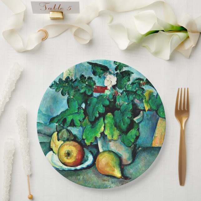 Prato De Papel Cezanne - Pote de Primroses e Frutas (Casamento)