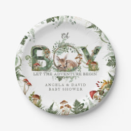 Prato De Papel Chá da Adventure Woodland Mushroom Fern Baby Boy