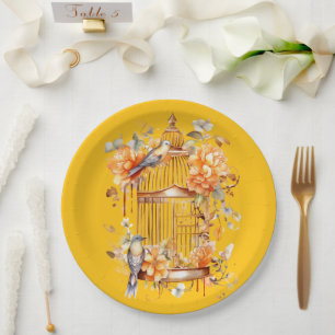 Prato De Papel Chá de Aniversário de Bronze de Pêssego Amarelo Br