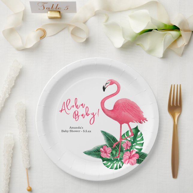 Prato De Papel Chá de Bebê Aloha (Casamento)