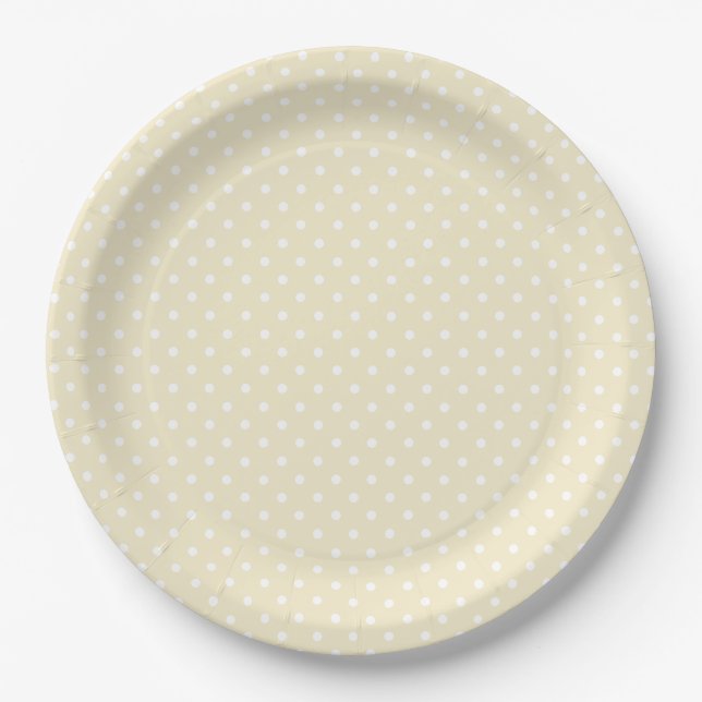 Prato De Papel Chá de Bebê Amarelo Pastel com Bolinhas (Frente)