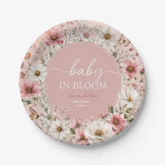 Prato De Papel Chá de Bebê Baby em Flor 