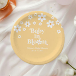Prato De Papel Chá de Bebê Baby in Bloom boho Margarida Amarelo