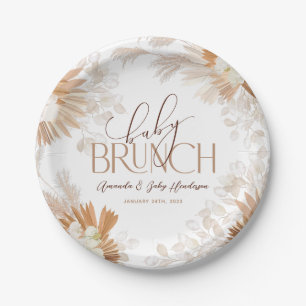Prato De Papel Chá de Bebê Bebê Brunch Neutro Pampas