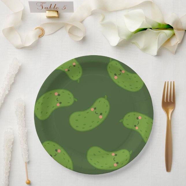 Prato De Papel Chá de Bebê Big Dill Green Pickle (Casamento)