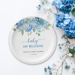 Prato De Papel Chá de Bebê Blue Hydrangea Baby em Flor