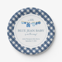 Prato De Papel Chá de Bebê Blue Jean