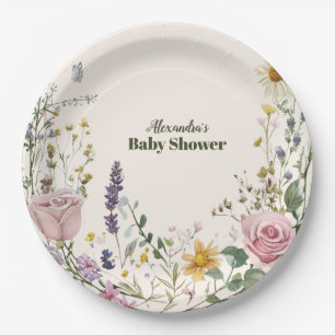 Prato De Papel Chá de Bebê Boho Chic Flor Silvestre