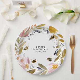Prato De Papel Chá de Bebê Boho Little Honey Bee