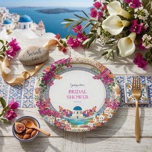 Prato De Papel Chá de Bebê Bougainvillea Mediterrâneo Grego