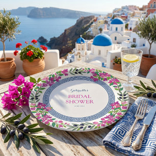 Prato De Papel Chá de Bebê Bougainvillea Mediterrâneo Grego