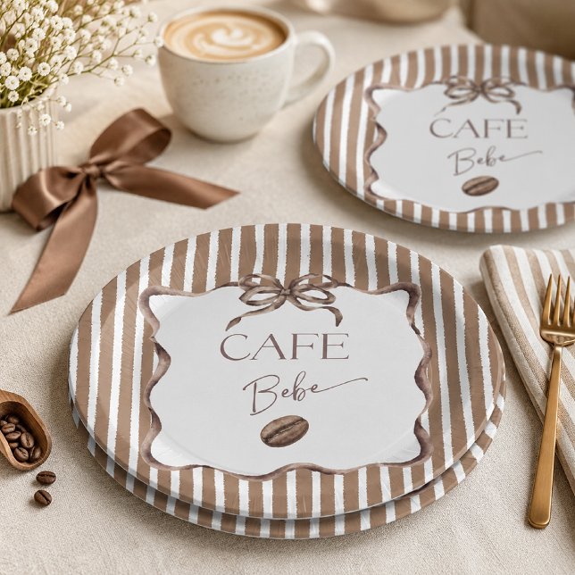 Prato De Papel Chá de Bebê Café Bebe Brown Bow (Criador carregado)