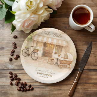 Prato De Papel Chá de Bebê Café Bebe Neutro Elegante Marrom